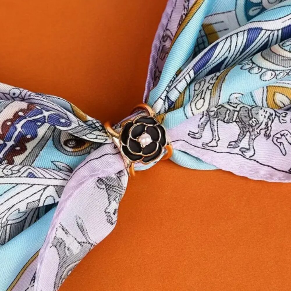 ELEGANT FLORAL SCARF RINGS - Picture 4 of 6